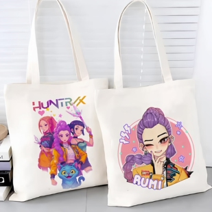 KPOP猎魔女团帆布包HUNTR 环保袋外出单肩包 X欧美女包手提袋时尚
