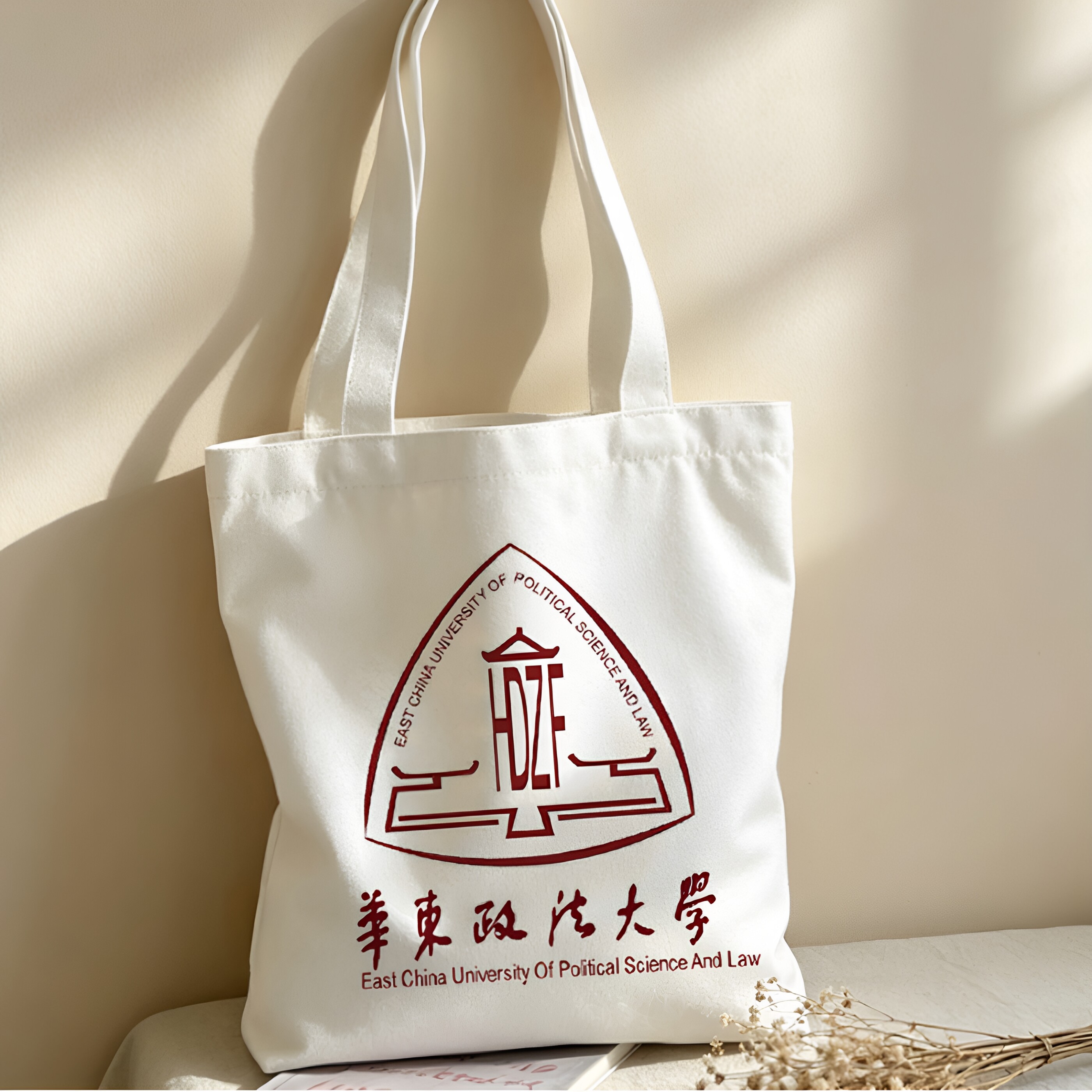 华东政法大学帆布包大学帆布袋大容量环保带拉链手提袋购物