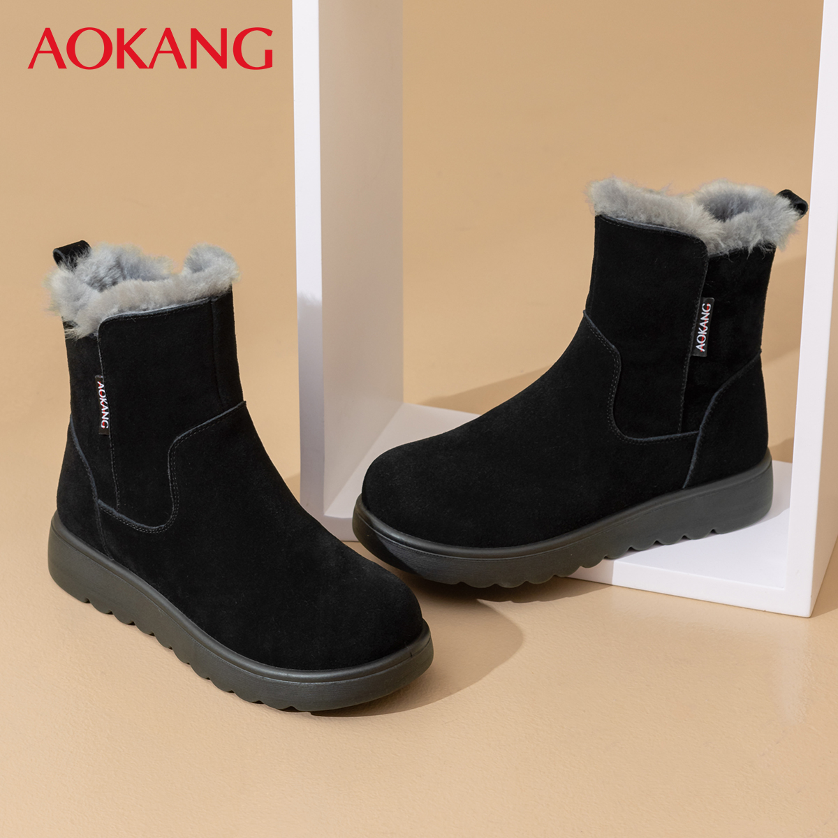 奥康2025年秋冬新款休闲雪地靴