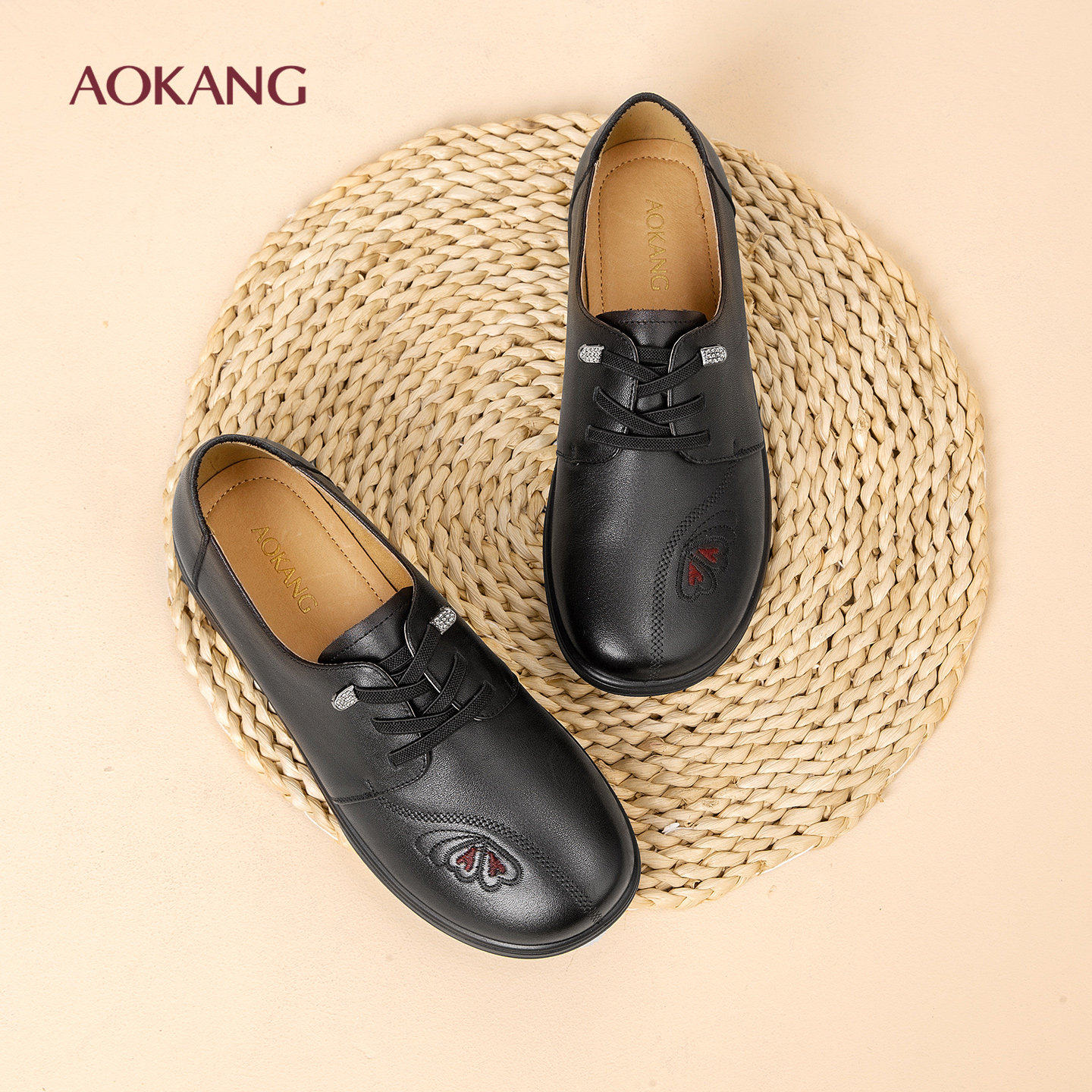 奥康女鞋2026年春秋季新款真皮软底妈妈鞋舒适通勤单鞋女平底皮鞋,女鞋,深口单鞋,淘宝优惠券,粉丝福利购,淘宝优惠卷