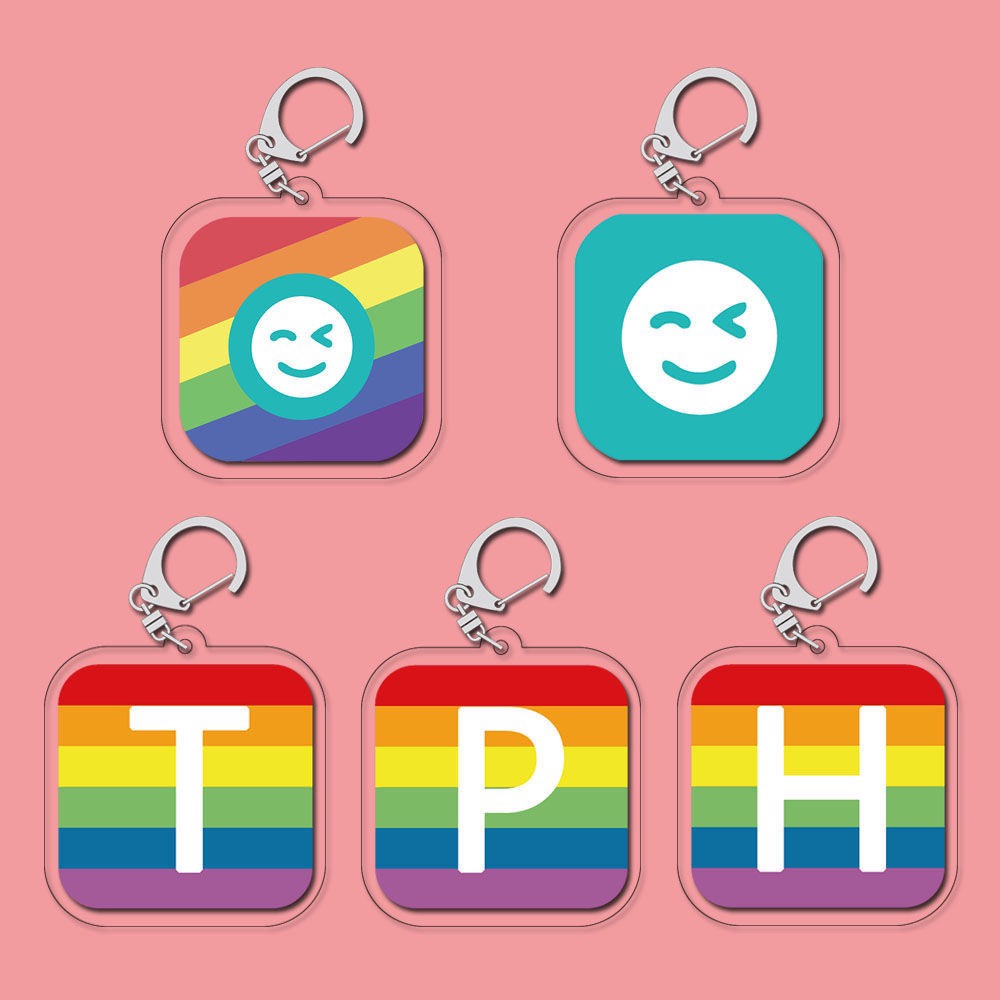 抖音同款热拉rela亚克力钥匙扣挤眼网红彩虹属性挂件简约挂坠