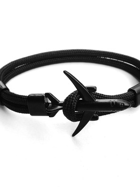 黑色飞机情侣手链船锚本命年红绳