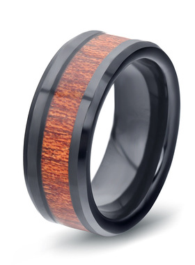 欧美风男士钨钢黑色镶嵌复古戒指