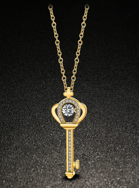 钥匙灵动风锆石镶钻项链吊坠