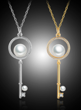 钥匙锁配饰珍珠镶钻欧美百搭吊坠