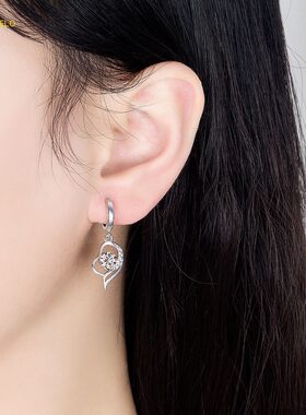 镀银韩国中长款心形耳饰品