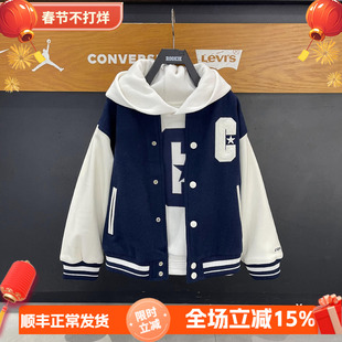 Converse匡威童装25春款男女童运动羊毛棒球服夹克外套CV2512324