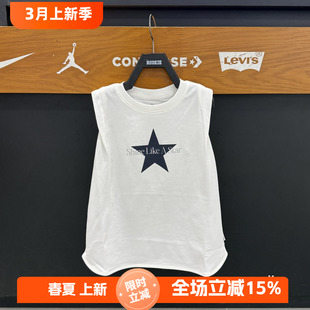 匡威儿童星星印花无袖背心男女白色套头chuu风夏季上衣 CV2622016