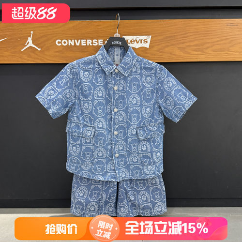 李维斯纯棉男女童印花短袖衬衫