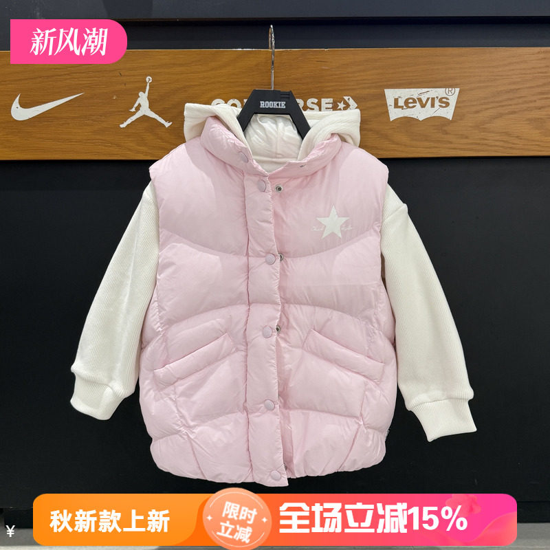 匡威童装女童连帽加绒拉链外套