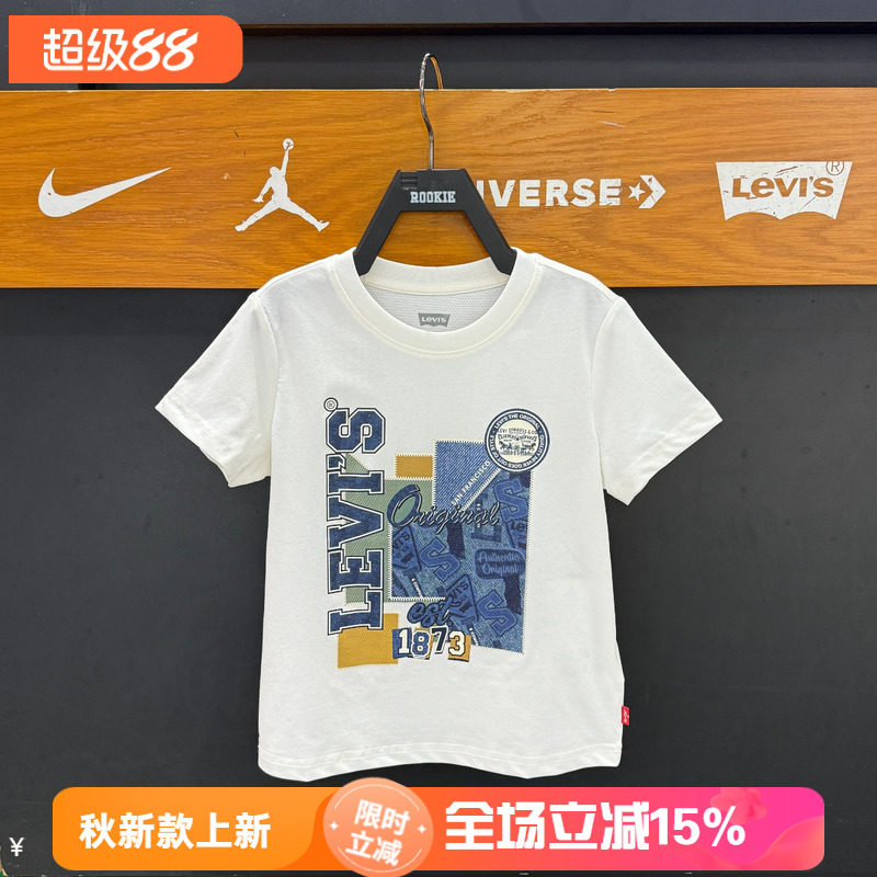 李维斯童装时尚潮流创意图案短T夏牛仔印花网眼透气T恤 LV2522031