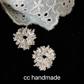 轻奢锆石珍珠耳钉高级感时尚 cc手作 璀璨烟花 气质耳环精致耳夹