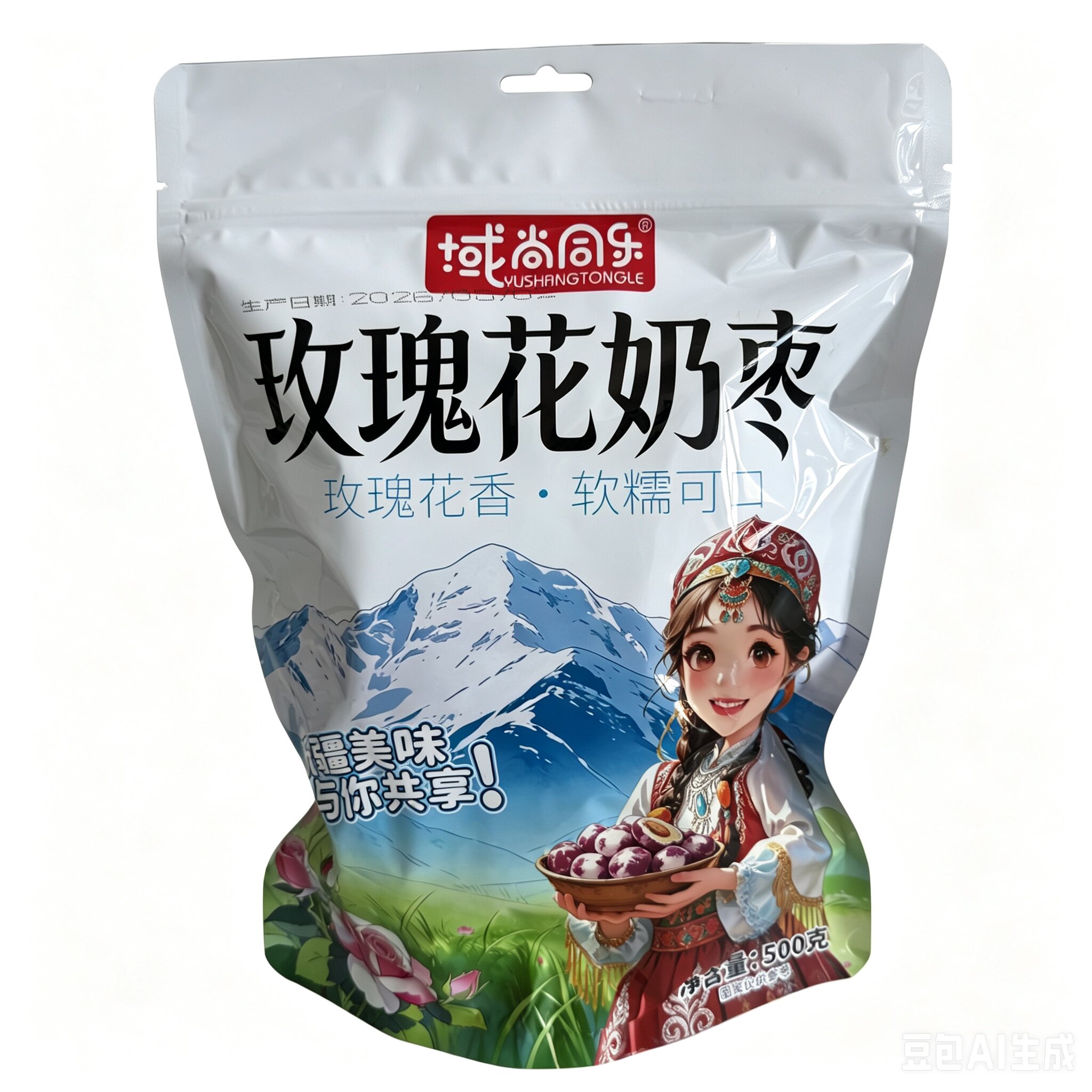 域尚同乐玫瑰花奶枣1000g新疆直发特产玫瑰奶枣夹巴旦木仁奶酪枣