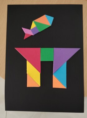 鱼跃龙门多种尺寸七巧板贴纸贴画拼图几何图形启蒙认识幼儿园儿童