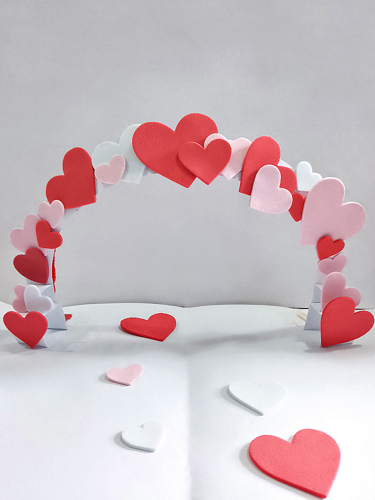 送图片教程 桃心爱心贴纸 立体爱心拱桥拱门立体书小机关心形材料