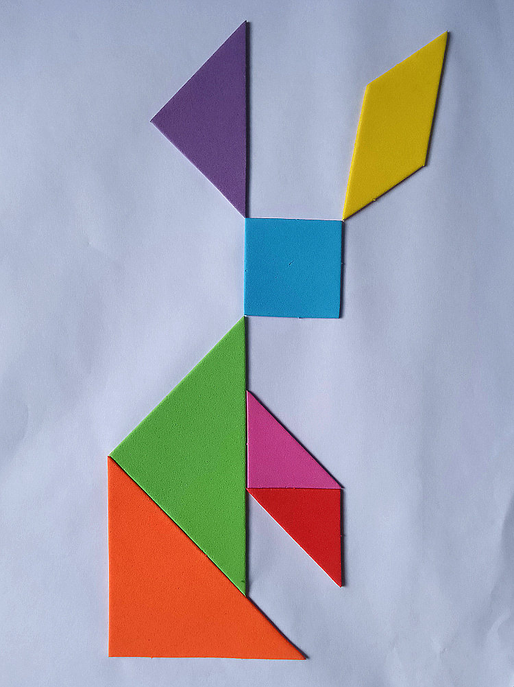 8cm15cm18cm20cm七巧板贴纸贴画拼图几何图形启蒙认识幼儿园儿童