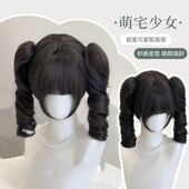 假发双马尾卷发女罗马卷抓夹lolita二次元 软萌甜妹少萝日常全头套