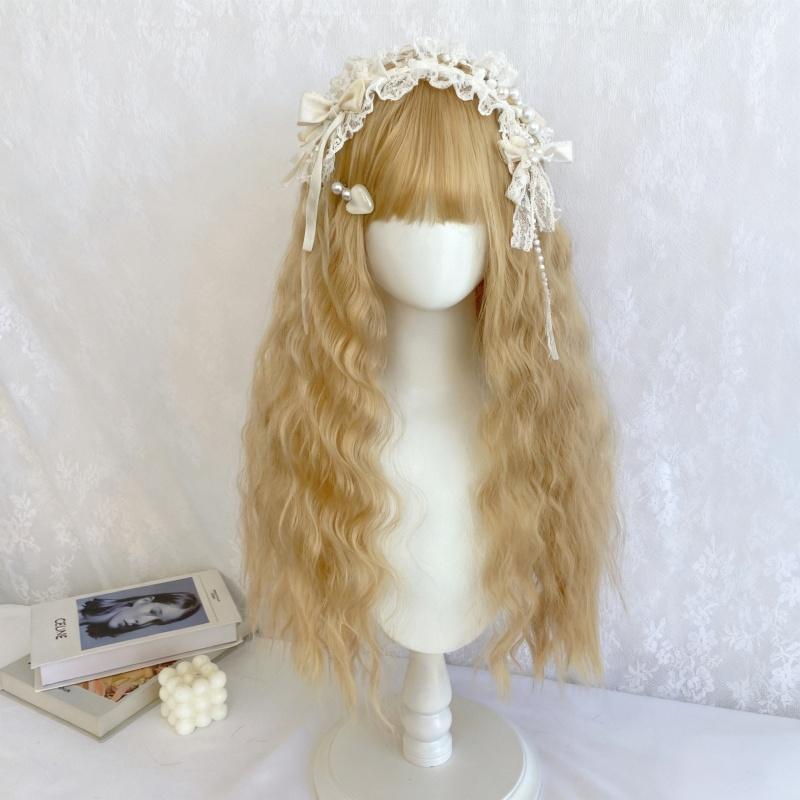 假发Lolita白金色哥特洛丽塔玉米须羊毛卷70cm蓬松齐刘海长卷假发