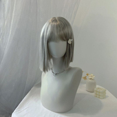 奶奶灰假头发女全头套日常减龄空气刘海波波头短发仿真人发短直发