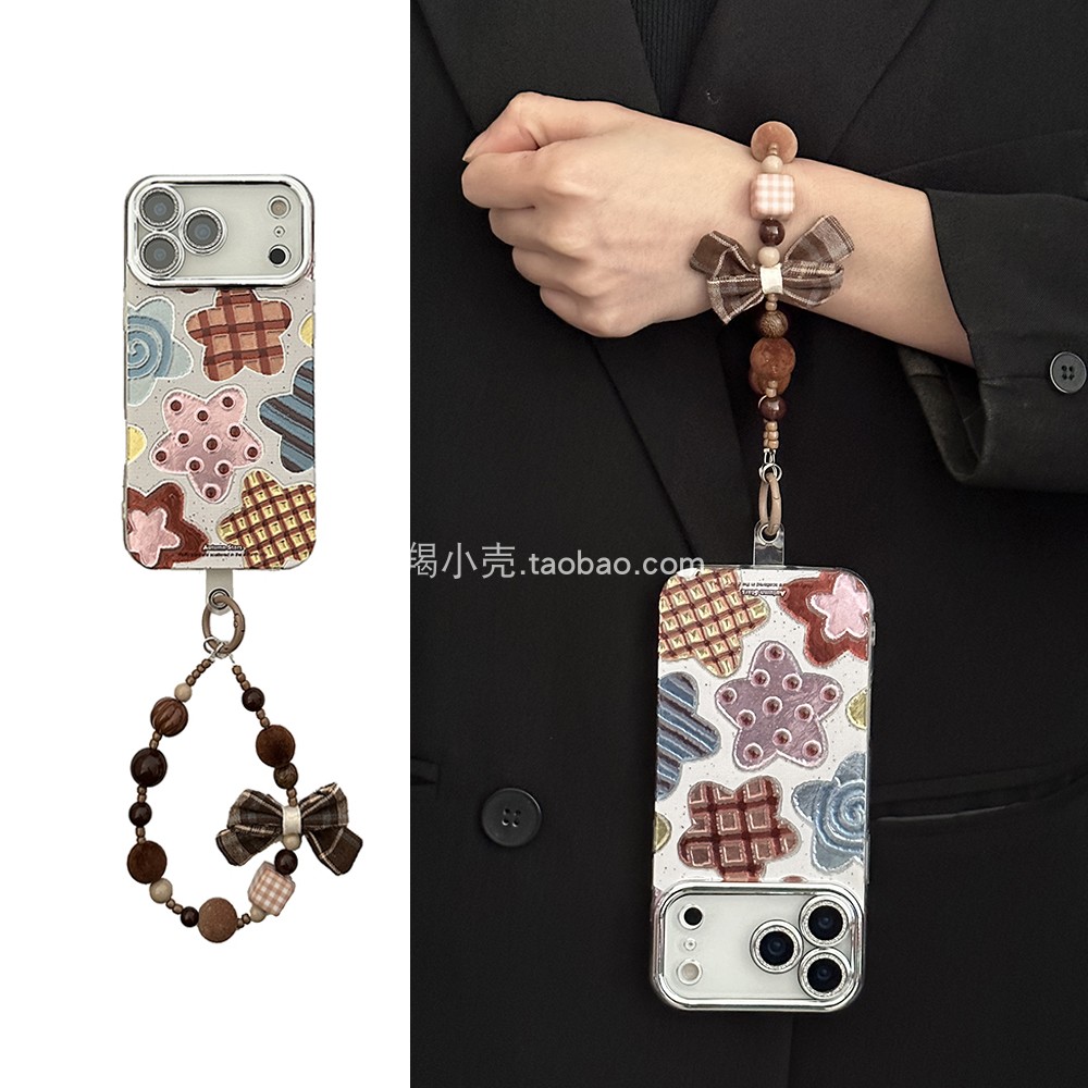 【带镜头膜】小众复古立体浮雕星星ins蝴蝶结链条17promax适用于iphone15pro手机壳高级感14pm苹果16全包13