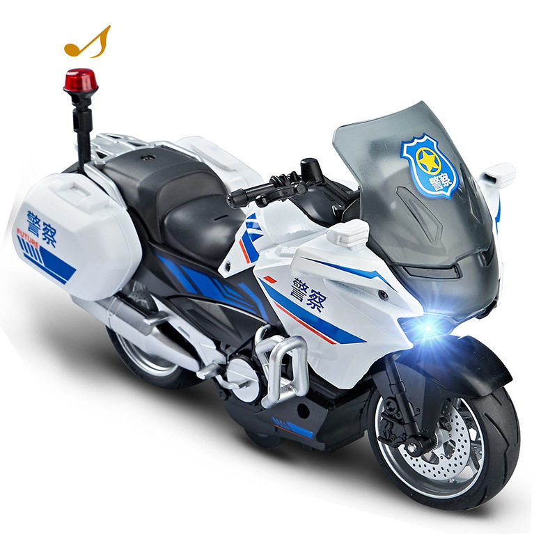1:10合金警车摩托车模型大号春风中文警车巡逻护卫车交通场景摆件