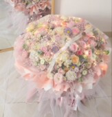 长春鲜花速递粉玫瑰混搭大花束满天星求婚订婚花束生日祝福