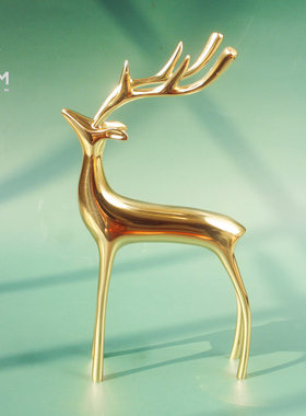 纯铜鹿金色电视柜饰品轻奢