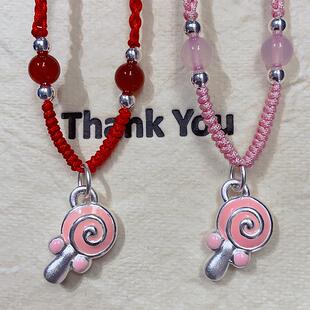 足银999宝宝吊坠项链纯银棒棒糖编绳手链手串小孩生日儿童节礼物