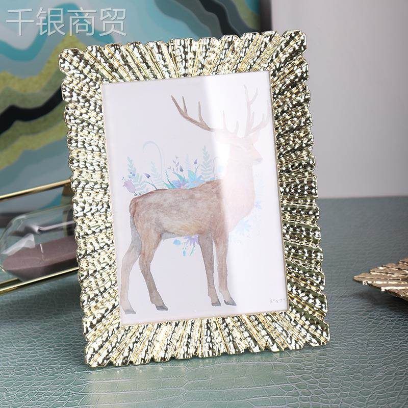 情金属相框摆寸HY-7301T台现代简年约6寸7装饰相册侣结婚纪念新礼