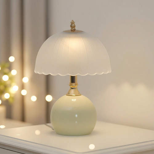 玻璃灯罩奶油风陶瓷台灯