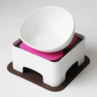 新款 猫狗陶瓷碗 白色出口外贸微瑕疵法斗扁脸专用狗碗狗食盆斜口