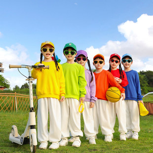 儿童运动会开幕式服装学生集体活动班服套装合唱糖果色卫衣套装