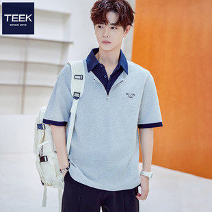 TEEK宽松翻领Polo衫T恤短袖男 夏季商务假两件保罗带领潮流上衣服