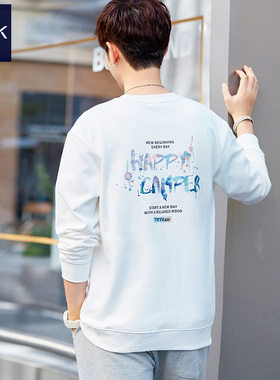 TEEK背面印花卫衣男纯棉 秋冬季青少年长袖T恤百搭加绒韩版上衣服