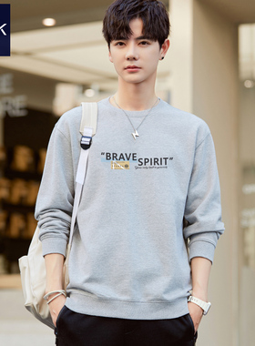 TEEK冬装新款男卫衣纯棉花灰色 长袖T恤加绒小众潮牌学生高端衣服