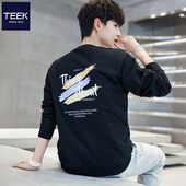 TEEK小众ins潮卫衣男纯棉春秋款 长袖 T恤背面印花青少年痞帅上衣服
