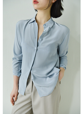 桑蚕丝气质长袖衬衫女新款2023年职业气质上衣