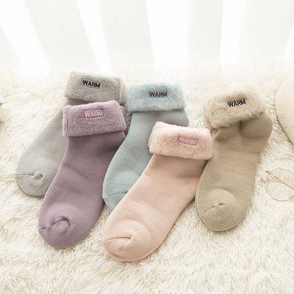 袜子女冬季纯棉中筒棉袜秋冬款加厚加绒新款毛巾保暖冬天超厚羊毛