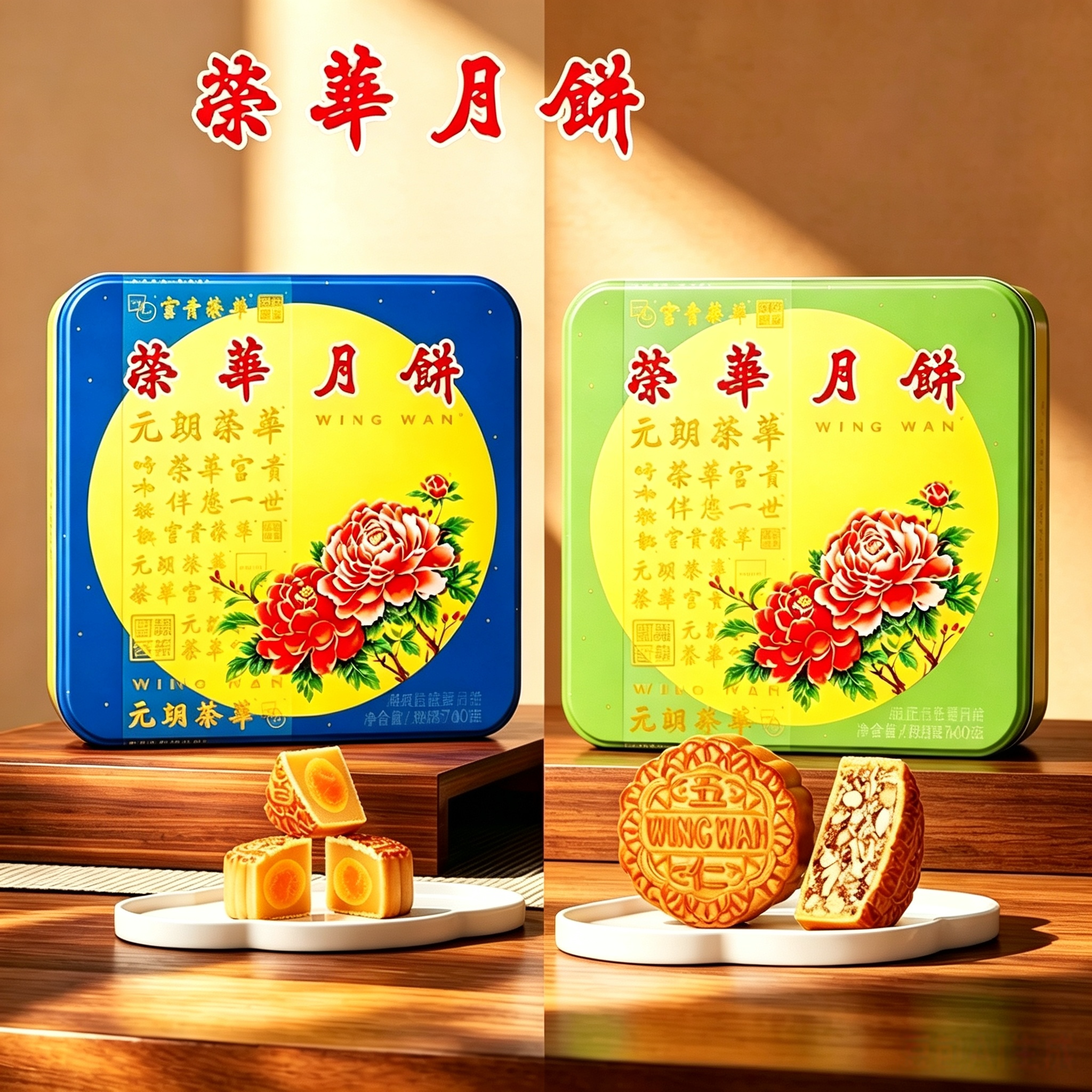 香港WINGWAH元朗荣华双黄五仁莲蓉月饼单位员工福利广式中秋月饼