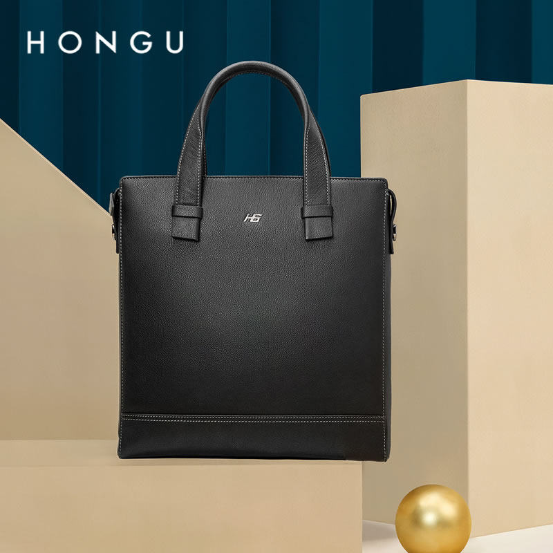 红谷公文包男 新款男士专柜同款竖款手提包头层牛皮商务休闲男包