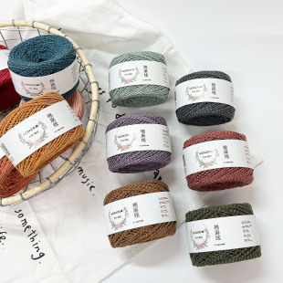 9股迷彩棉麻线花线段染渐变线钩针帽子镂空包olio大眼睛小森棉线