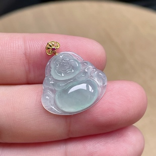 缅甸天然A货翡翠冰润18k佛公吊坠挂件尺寸23.2 4.3mm12 21.2