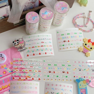 栗栗斯 小花边切模贴纸卷极细拉条胶带装饰花边可爱古早咕卡手帐