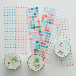 透明贴纸卷pvc胶带小柔光圆纯色圆点标记手帐好用 栗栗斯 现货