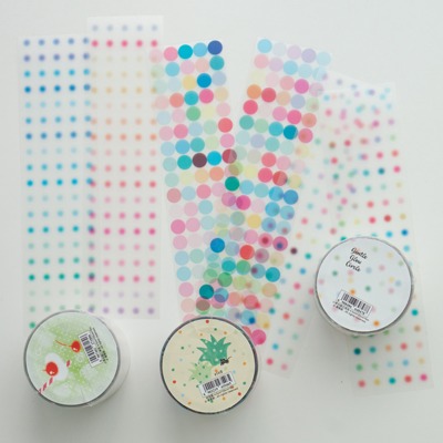 （现货）栗栗斯 透明贴纸卷pvc胶带小柔光圆纯色圆点标记手帐好用