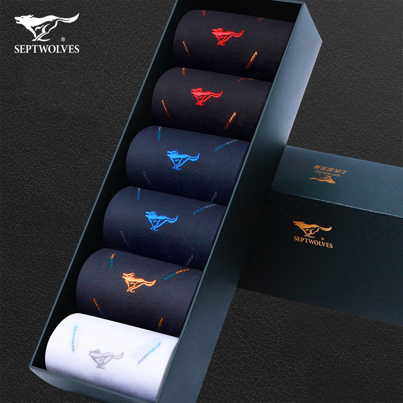 七匹狼男士精梳棉中筒男袜基础商务男袜子春夏薄款透气礼盒装