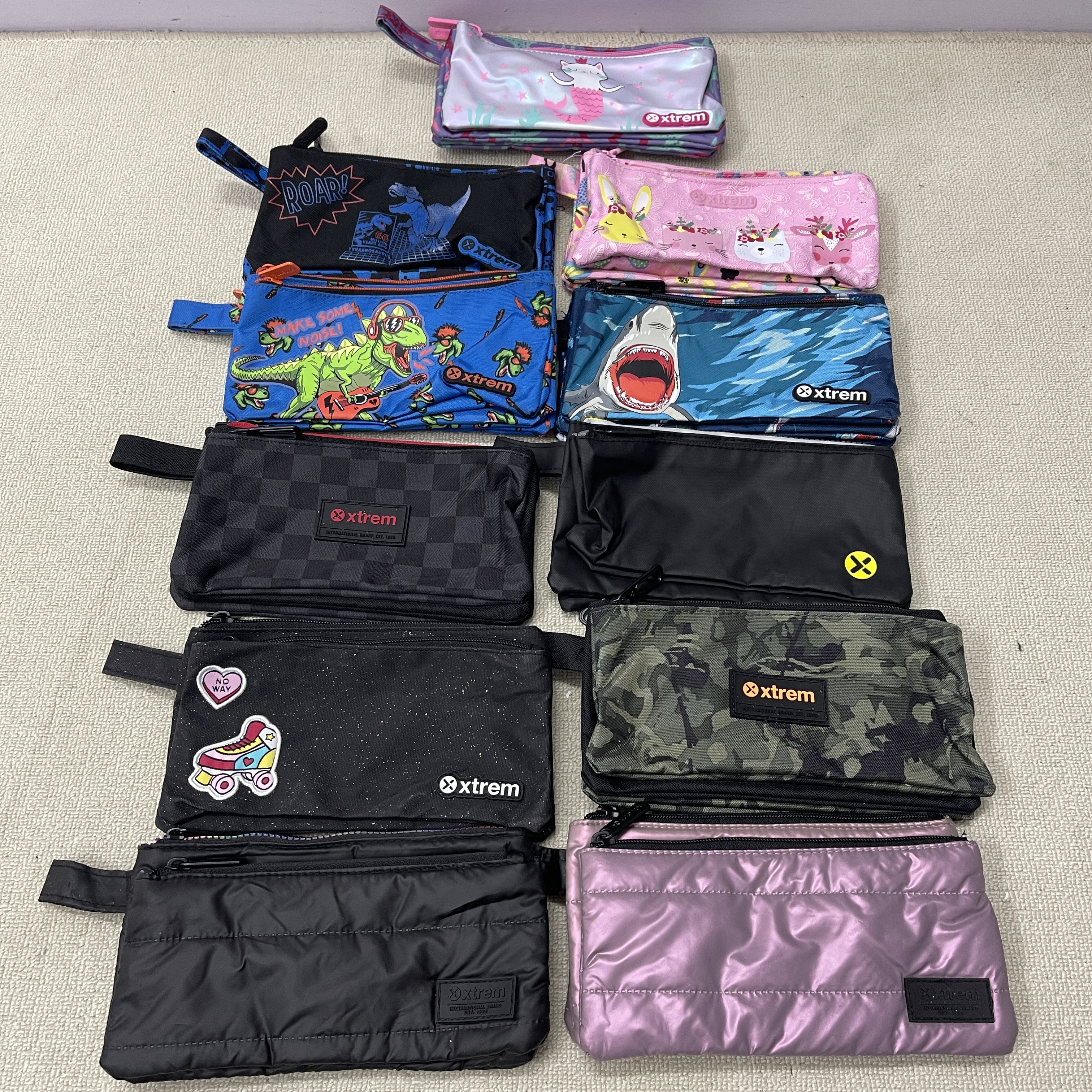 外贸出口  多功能学生三拉链大容量铅笔袋笔盒文具袋收纳袋化妆包