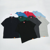 半袖 外贸男士 夏季 透气珠地棉宽松大码 POLO衫 纯色翻领休闲T恤短袖