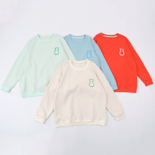 韩版小熊印花！圆领宽松卫衣男女款2024春秋新款潮牌套头长袖上衣