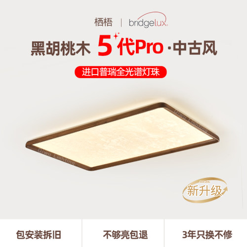 中古风北美胡桃木全光谱护眼吸顶